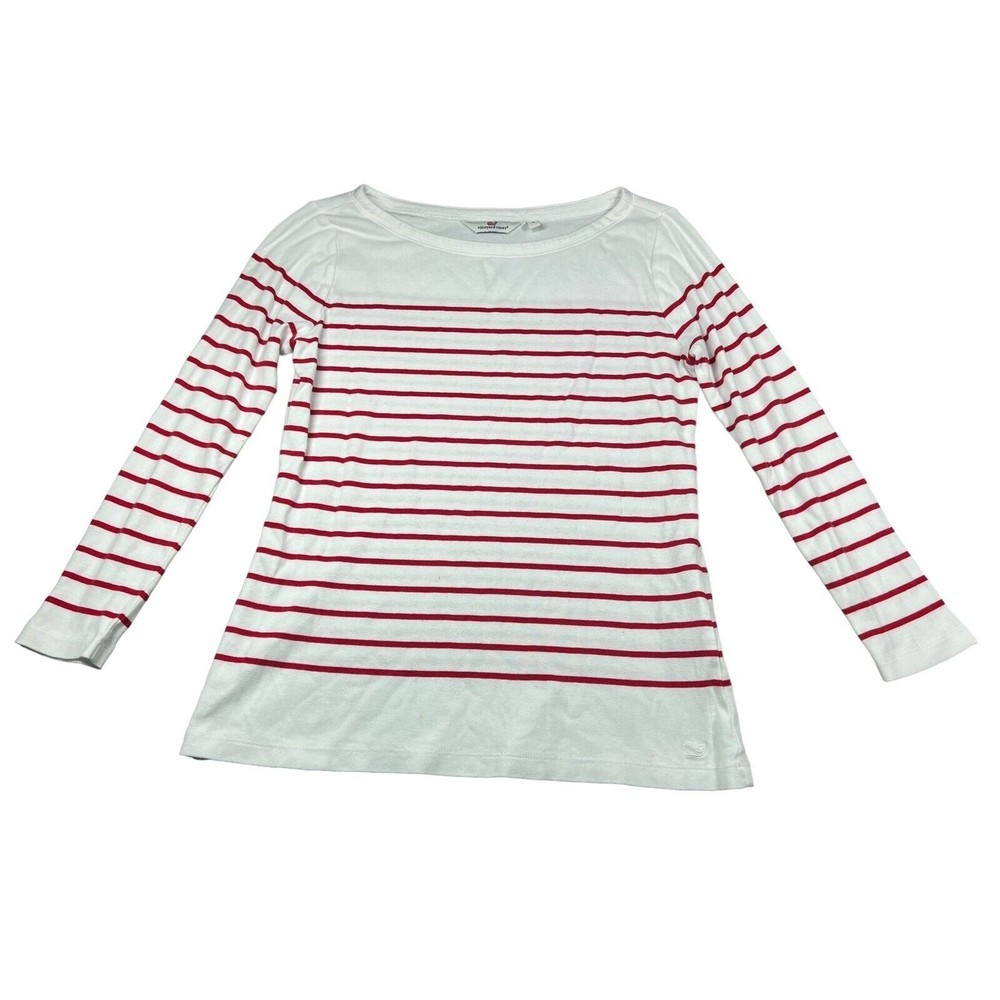 Vineyard Vines Women White Long Sleeve T-Shirt S striped
